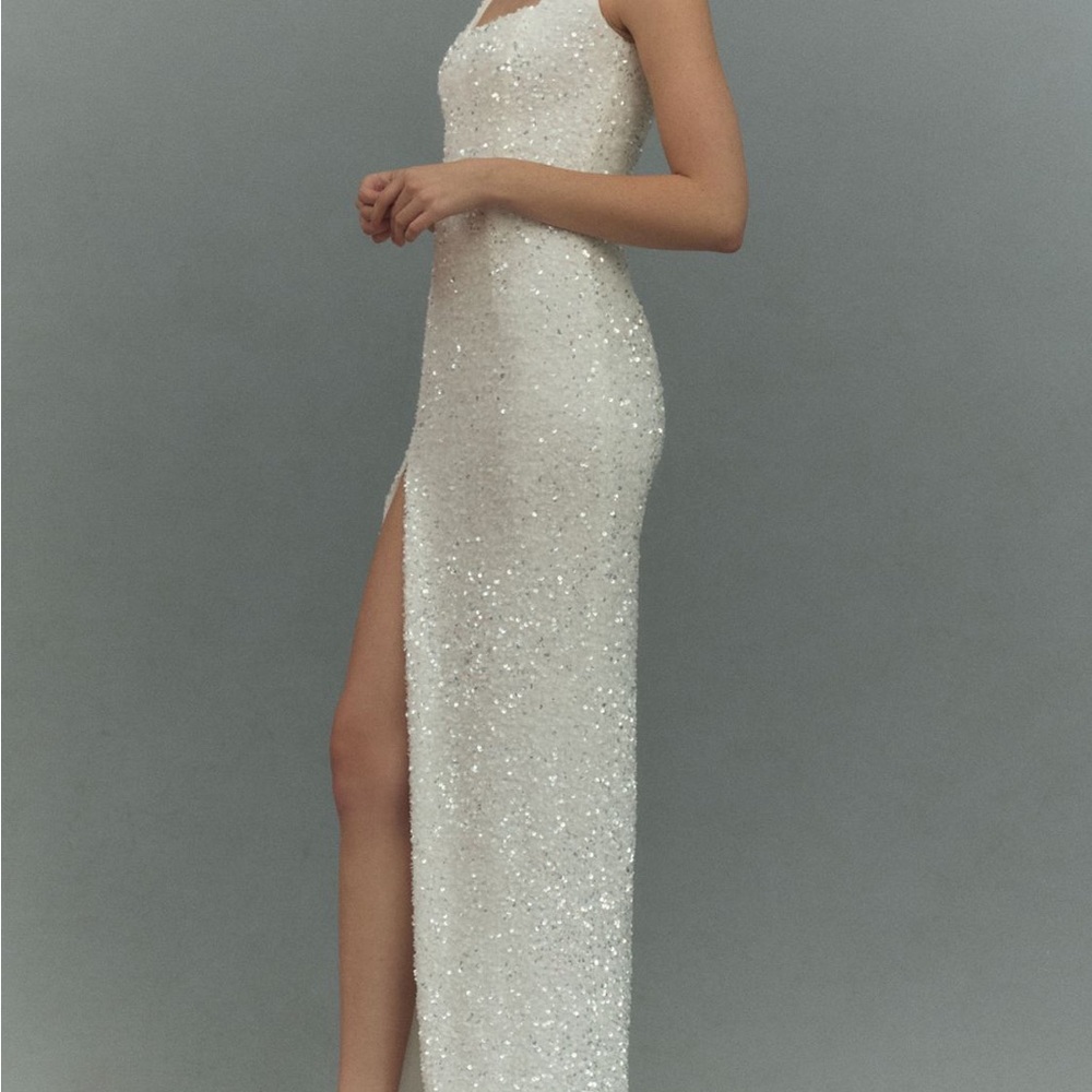 Elegant White Sequin Wedding Dress